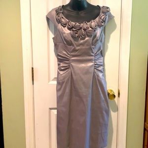 Adrianna Papell Satin Rouched Rosette Dress